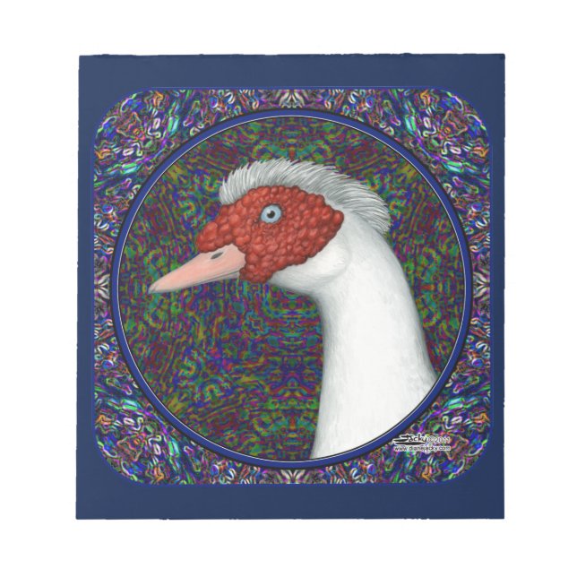 Muscovy Duck Head White Notepad (Front)