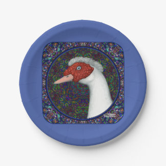 Muscovy Duck Head White Paper Plate