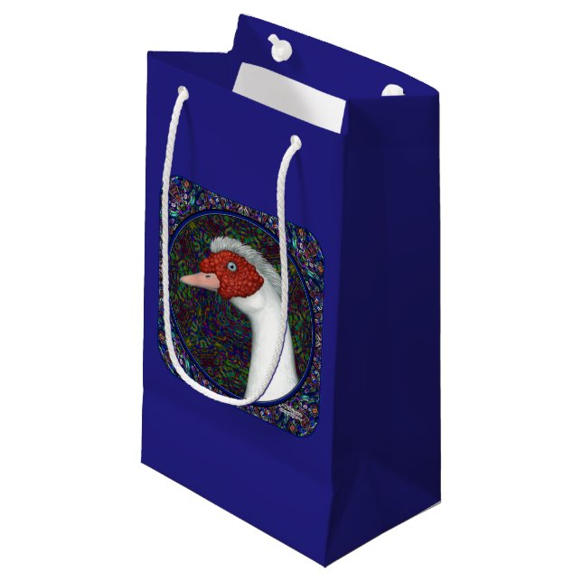 Muscovy Duck Head White Small Gift Bag (Front Angled)
