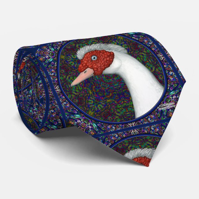 Muscovy Duck Head White Tie (Rolled)