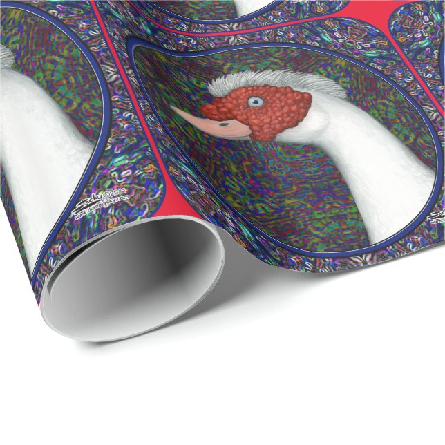 Muscovy Duck Head White Wrapping Paper (Roll Corner)