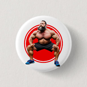 Muscular Bearded 3 Cm Round Badge