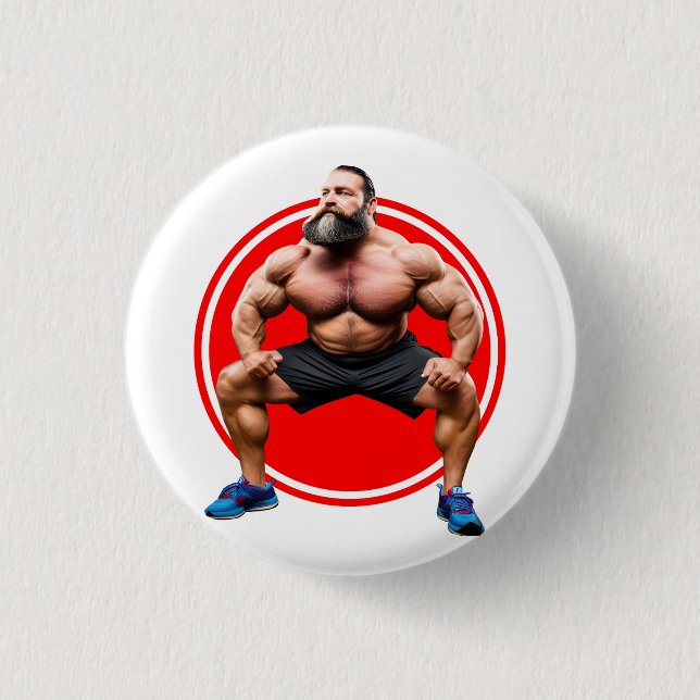Muscular Bearded 3 Cm Round Badge (Front)