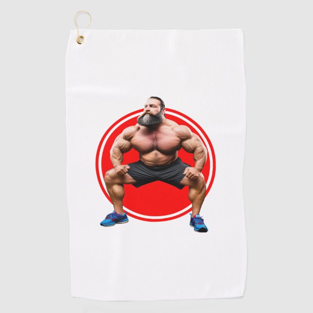 Muscular Bearded Golf Towel (Front)