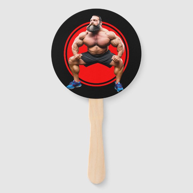 Muscular Bearded Hand Fan (Front)