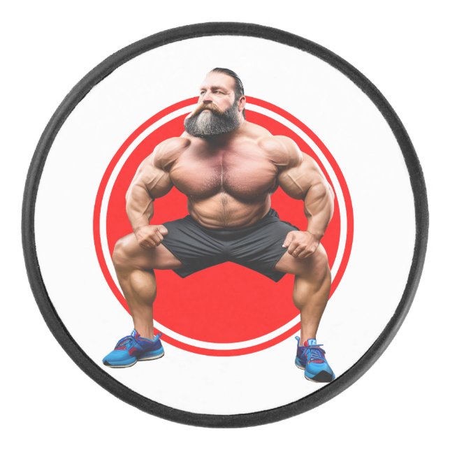 Muscular Bearded Hockey Puck (Front)