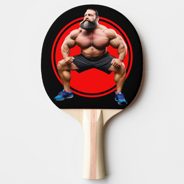 Muscular Bearded Ping Pong Paddle (Front)