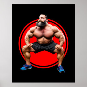 Muscular Bearded Poster