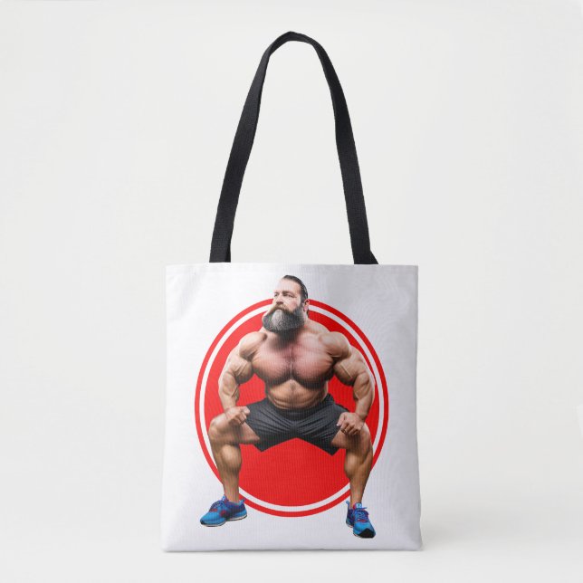 Muscular Bearded Tote Bag (Front)