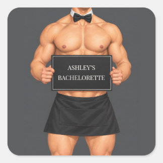 Muscular Butler Bachelorette Party Stickers