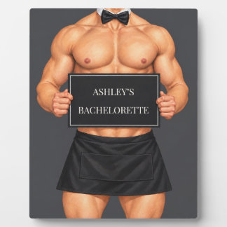 Muscular Butler Bachelorette Party Table Sign Plaque