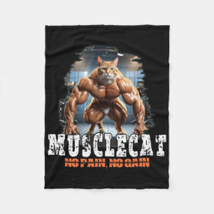 Muscular Cat – Bodybuilding Power - No Pain Fleece Blanket