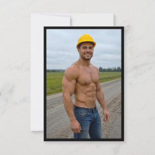 Muscular Construction Worker Image No. 1 Card