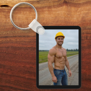 Muscular Construction Worker Image No. 1 Keychain