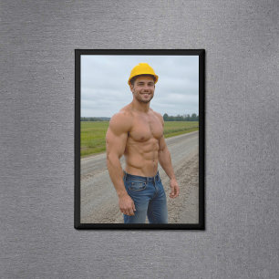 Muscular Construction Worker Image No. 1 Magnet
