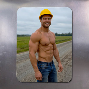 Muscular Construction Worker No. 1 Flexible Vinyl Magnet