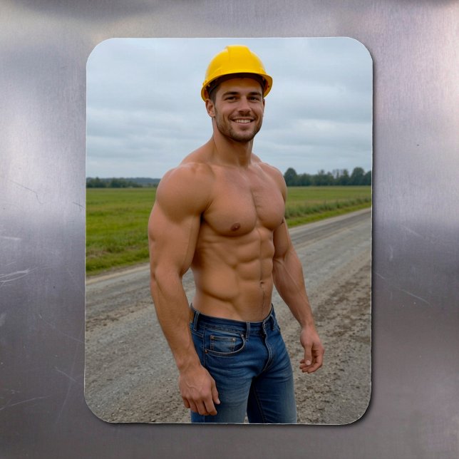Muscular Construction Worker No. 1 Flexible Vinyl Magnet (Creator Uploaded)