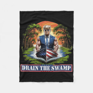 Muscular Donald Trump American Flag Boat Drain The Fleece Blanket