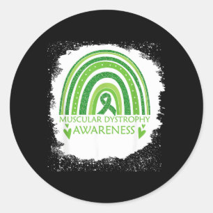 Muscular Dystrophy Awareness Bleached Rainbow Classic Round Sticker