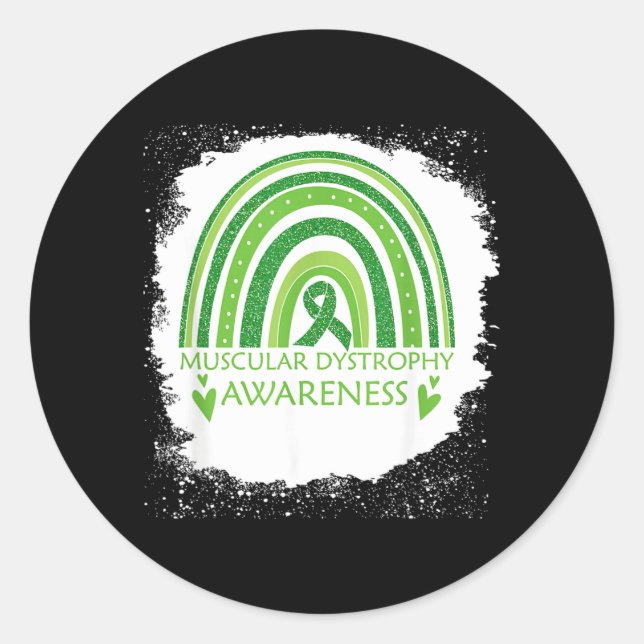 Muscular Dystrophy Awareness Bleached Rainbow Classic Round Sticker (Front)