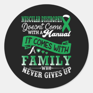 Muscular Dystrophy Awareness Family Support Green Classic Round Sticker
