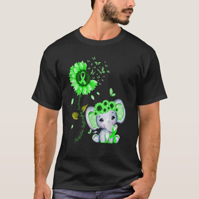 Muscular Dystrophy Awareness Green Hippie Sunflowe T-Shirt (Front)