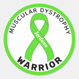 Muscular Dystrophy Warrior Ribbon White Classic Round Sticker