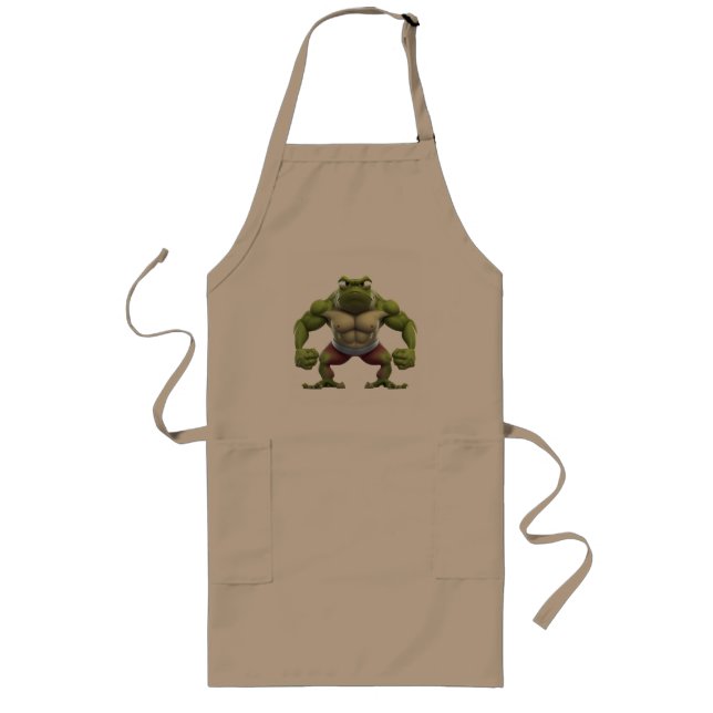 Muscular Frog, Strong Muscular Bodybuilding Frog Long Apron (Front)