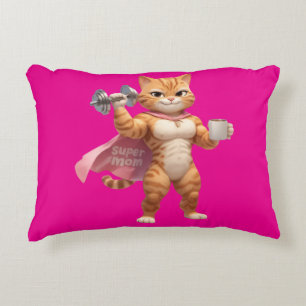Muscular Gym Cat Throw Pillow – Funny Fitness Deco