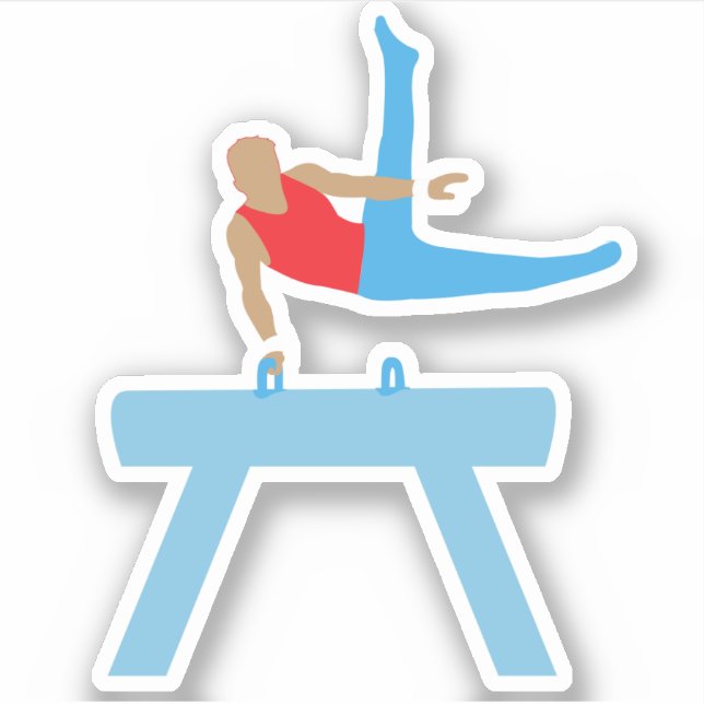 Muscular Gymnast on Pommel Horse (Front)
