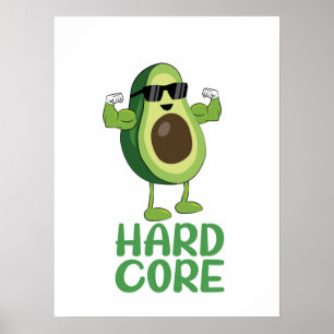 Muscular Hardcore Avocado Funny Poster