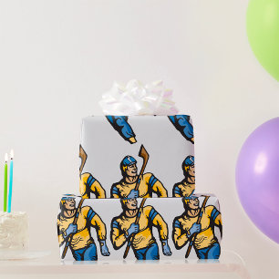 Muscular Hockey Player Wrapping Paper