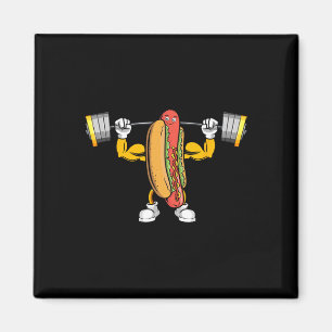 Muscular Hot Dog Deadlift Bodybuilding Fitness Fit Magnet