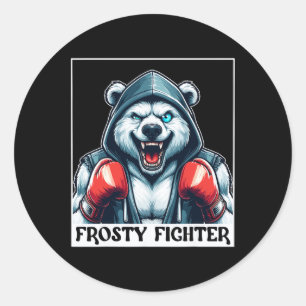 Muscular One -eyed Frosty Fighter Boxing Gloves Ei Classic Round Sticker