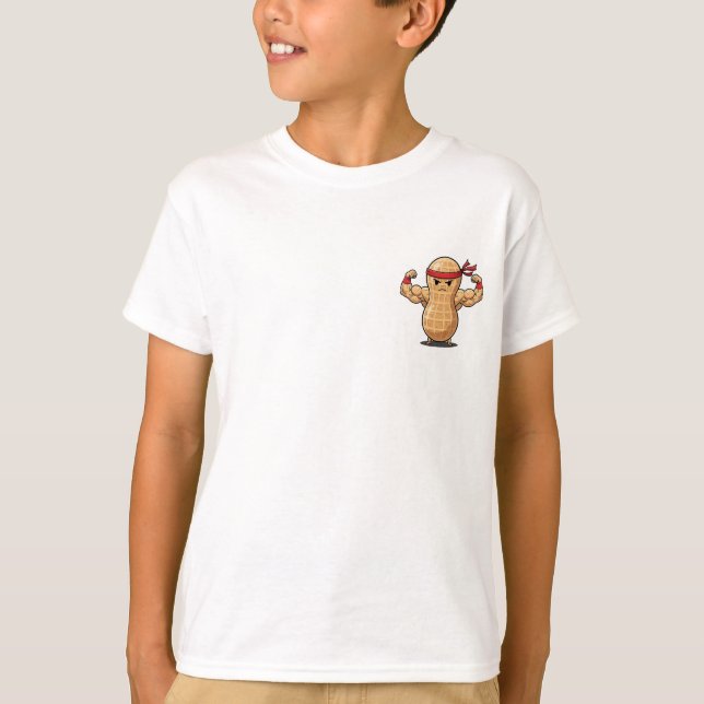 Muscular Peanut Warrior Kids T-Shirt (Front)