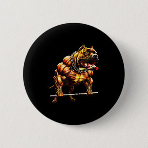Muscular Pitbull Powerlifting Beast Gym Animal Str 6 Cm Round Badge