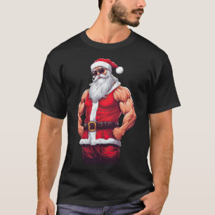 Muscular Santa Claus Bodybuilding Fitness Gym Chri T-Shirt