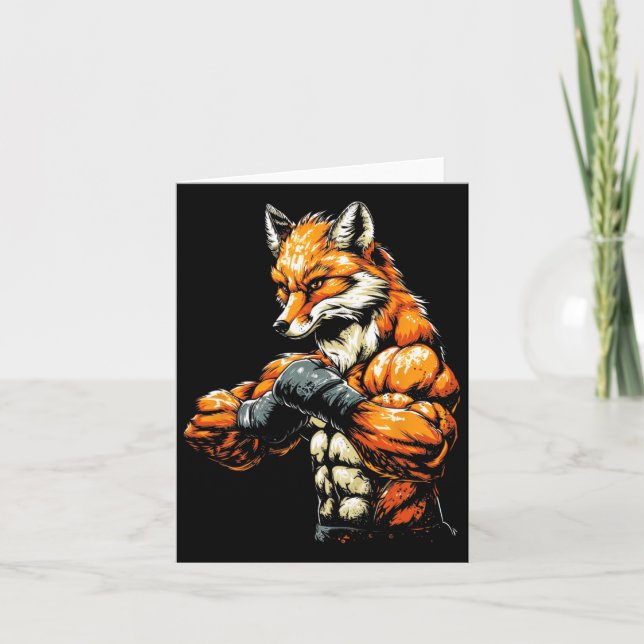 Muscular Tough-looking Fox Boxing Fox Boxing  Card (Front)
