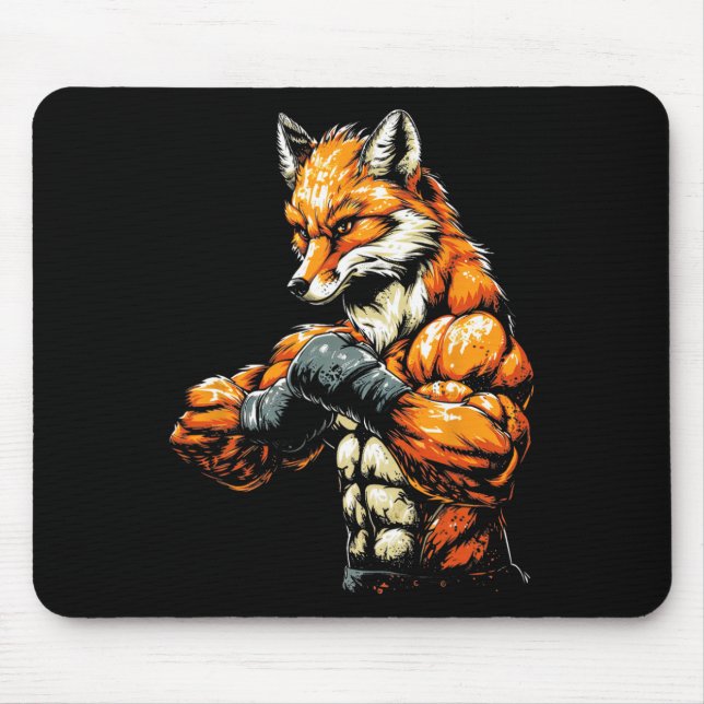 Muscular Tough-looking Fox Boxing Fox Boxing  Mouse Pad (Front)
