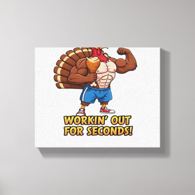 Muscular Turkey Gym Champion Funny Thanksgiving Cl Canvas Print (Front)