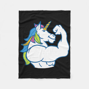 Muscular Unicorn - Funny Magical Fitness Bodybuild Fleece Blanket