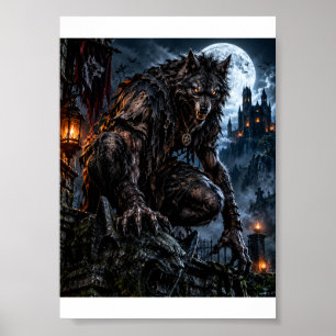 Muscular Werewolf – Full Moon Halloween T-Shirt Poster