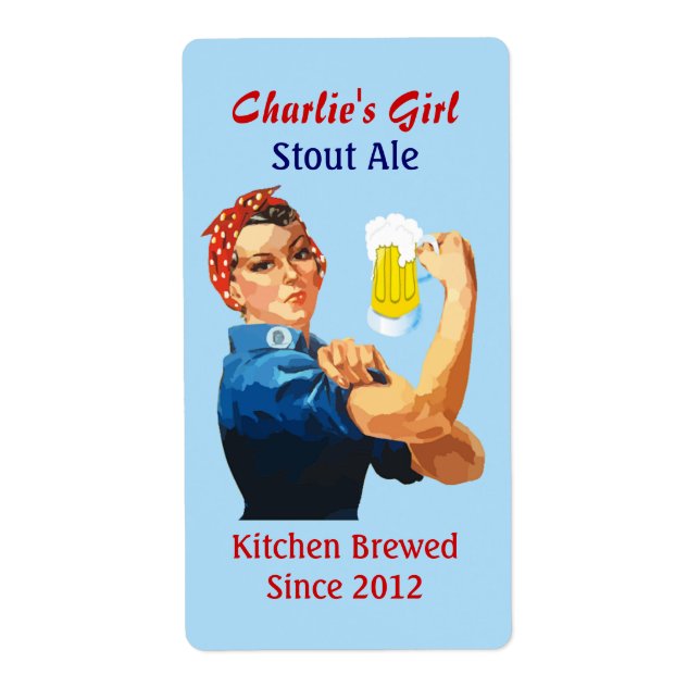 Muscular Woman Mini Beer Label (Front)