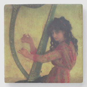 Muse Playing the Harp Stone Coaster