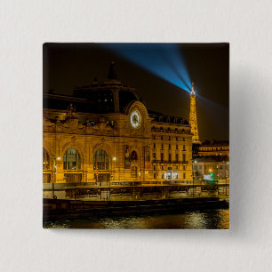 Musée d'Orsay in Paris at night 15 Cm Square Badge