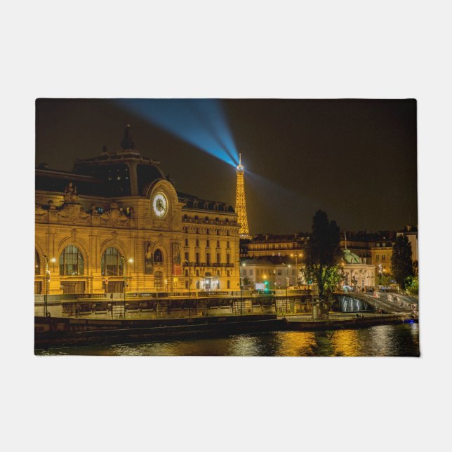 Musée d'Orsay in Paris at night Doormat (Front)
