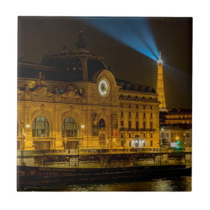 Musée d'Orsay in Paris at night Tile