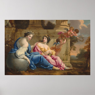 Muses Urania and Calliope - Simon Vouet Fine Art Poster