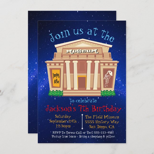 Museum Birthday Party Invitation (Front/Back)
