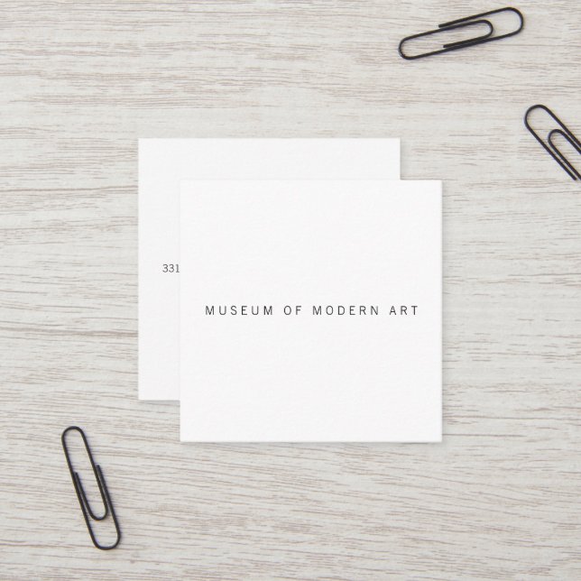 Museum Minimal Centre Front and Back Two Business  Square Business Card (Front/Back In Situ)